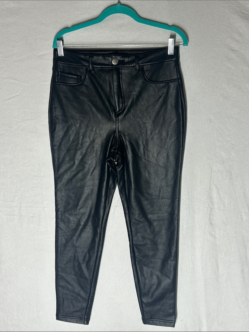 INC International Concepts Black Faux Leather Skinny Jeans